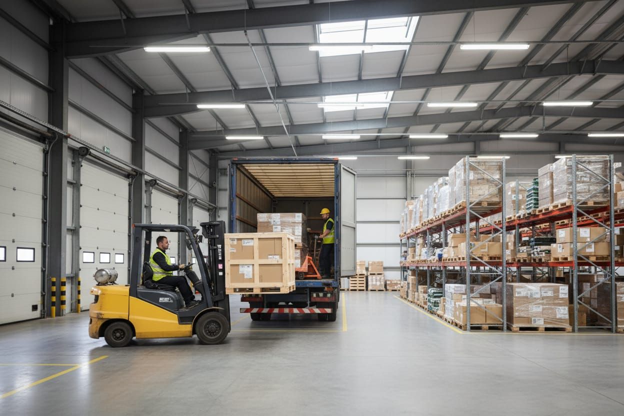 Loading dock with pallets and freight