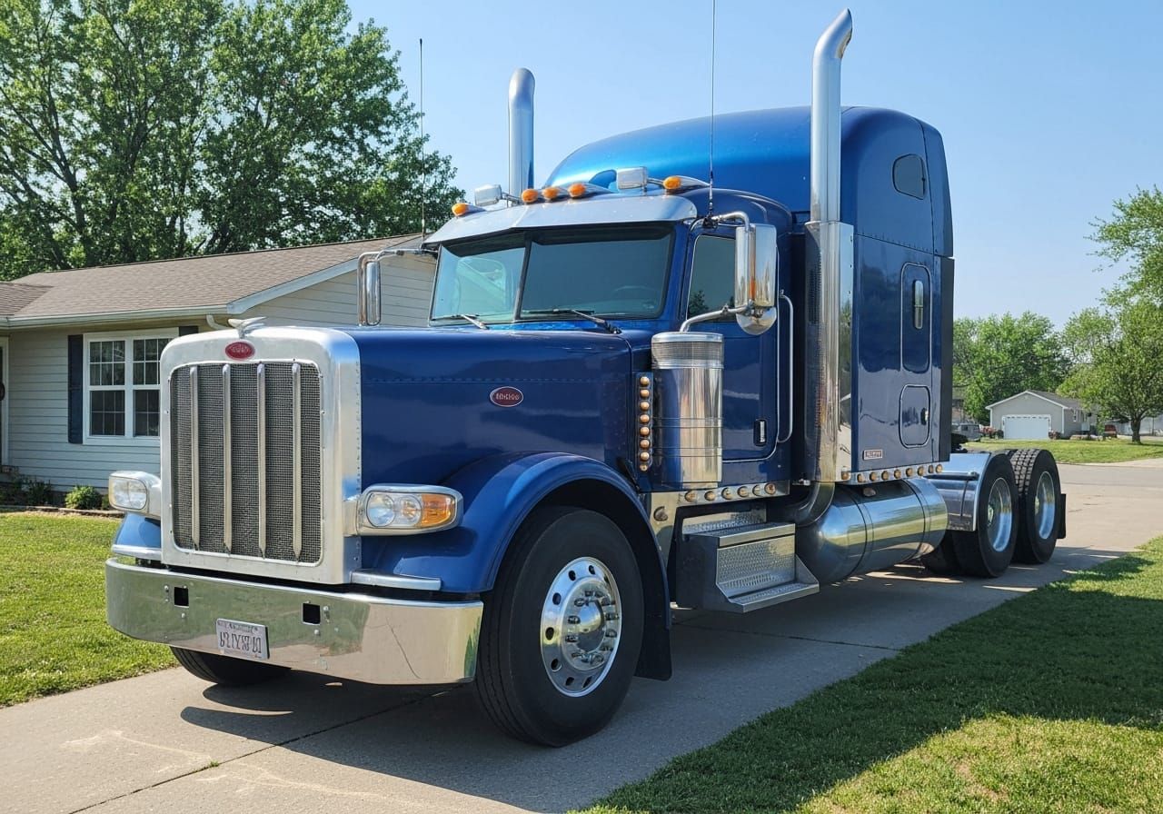 New Peterbilt truck in driveway